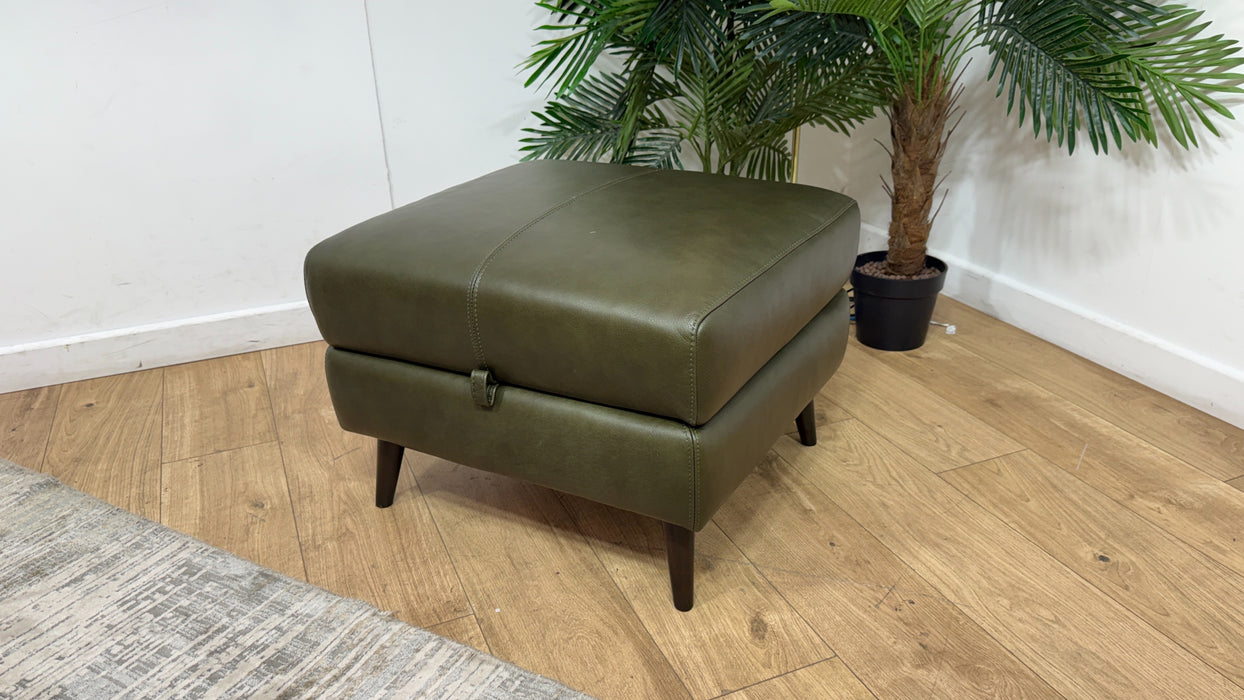 Sofology Leather Hygge Storage Footstool in Relaxed Soft Olive