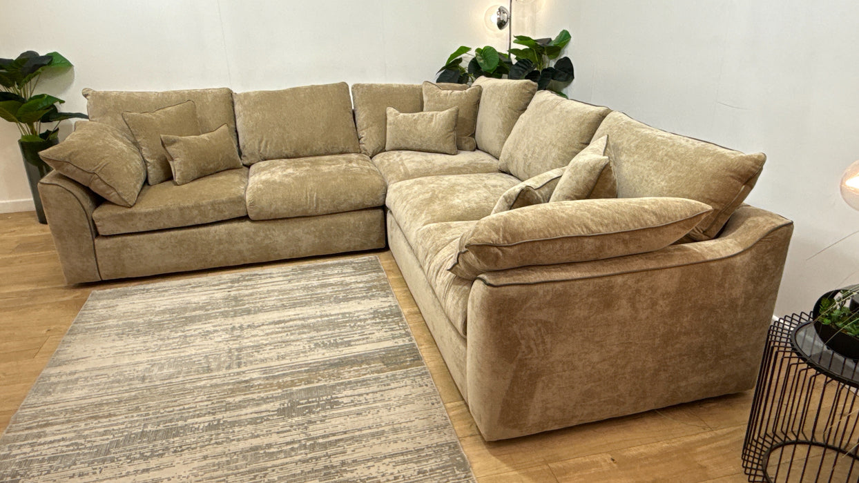 Sofology Georgio Fabric 3 Corner 3 Feather Flex Seats in Lifestyle Plush Chenille Barley Mix