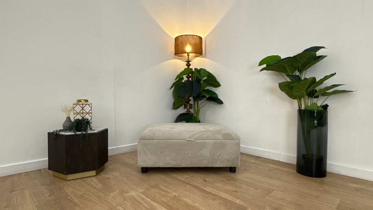 Sofology Ascot Fabric Storage Footstool in Soft Sherpa Stone