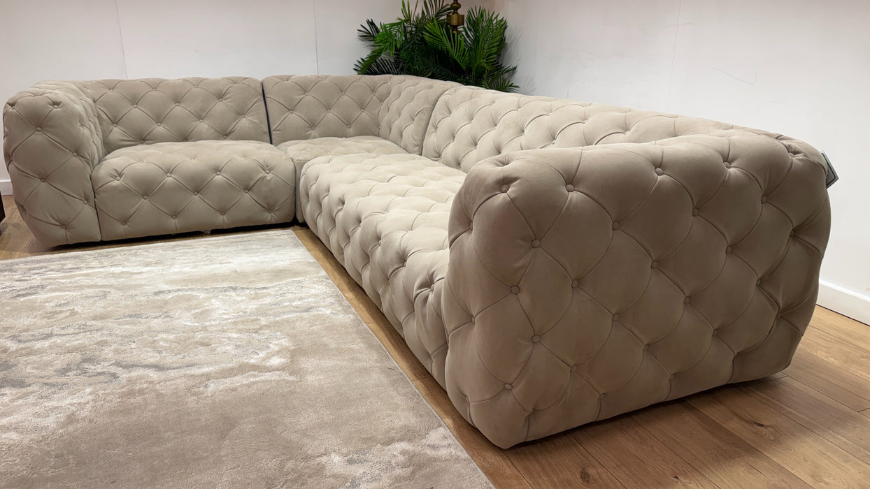 Sofology Venezia Fabric 1.5 Corner 3 in Lifestyle Nubuck Feel Stone
