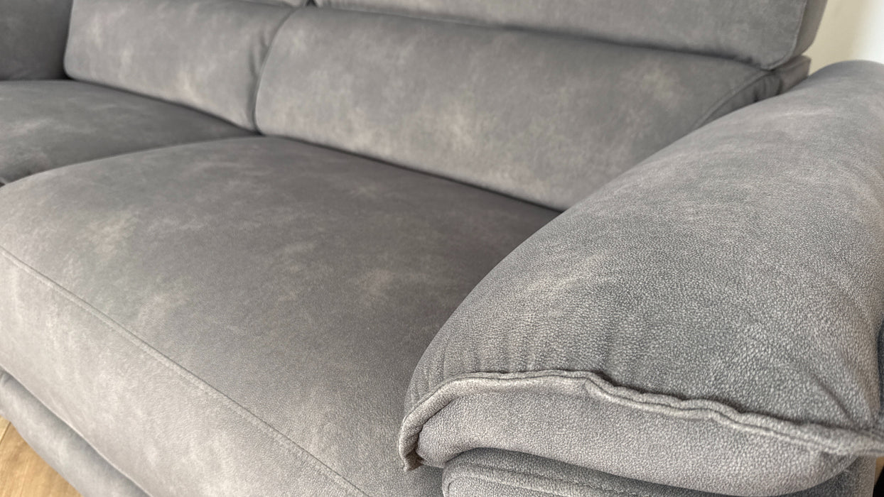 Sofology The Hugo Fabric 2 Seater Power Recliner/Headrest in Lifestyle Flecked Mocha