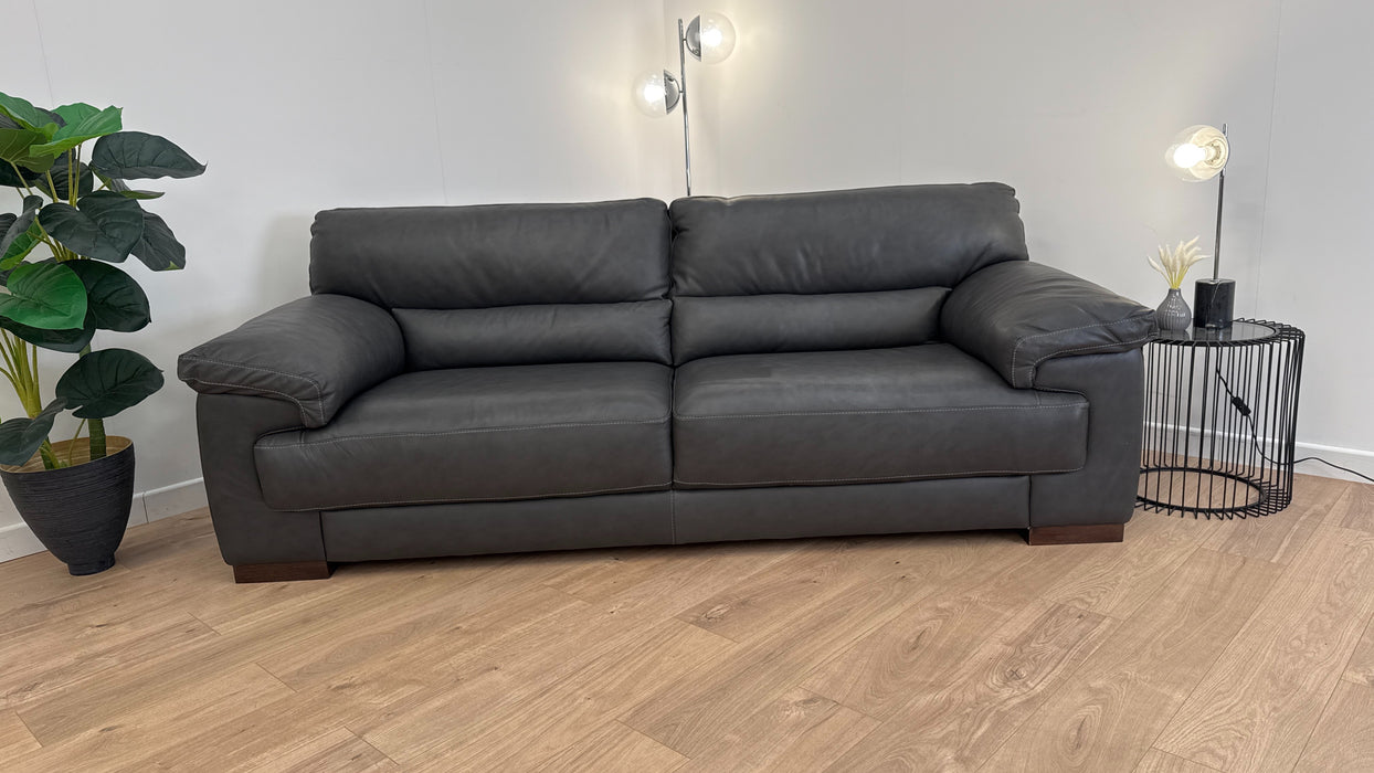 Santino 3 - Leather Sofa - Caruso Slate