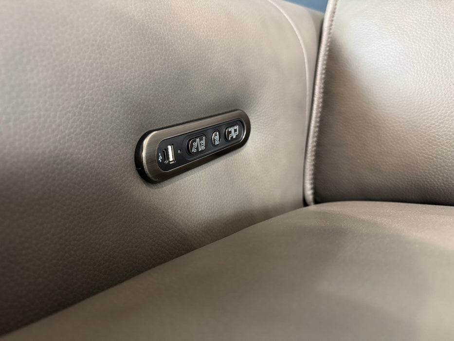 Premiere Leather 2.5 Seater - Trusty Embossed Leather Grey - Power Headrest Power Recliner (WA2)