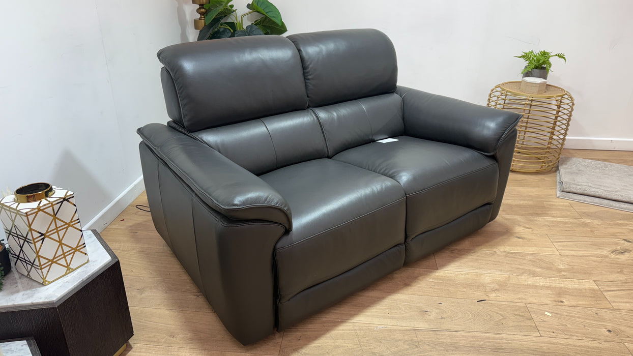 Sofology Hugo Leather 2 Seater in Trusty Embossed Charcoal