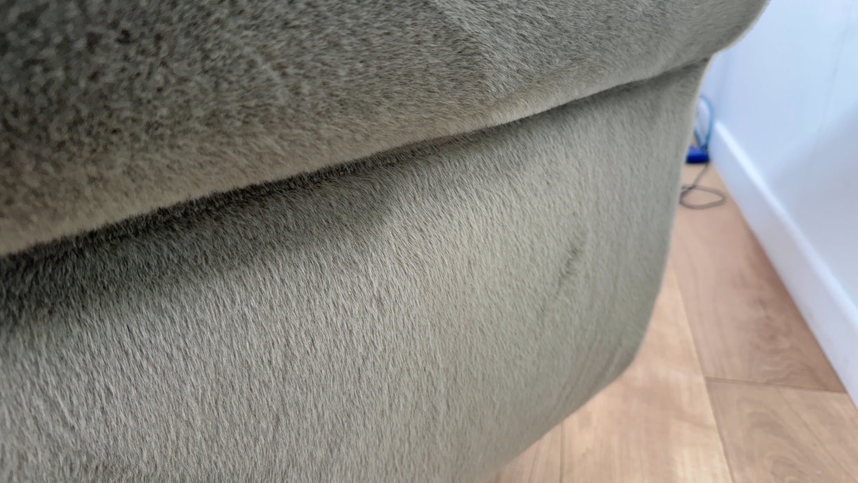 Sofology Chamonix Loveseat in Soft Short Pile Faux Fur Sage Mix