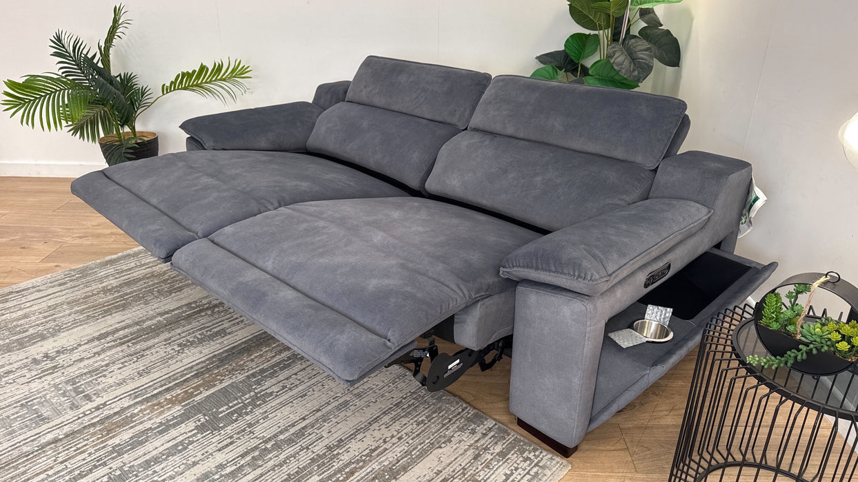 Sofology Benz Fabric 3 Seater Power Recliner/Headrest in Lifestyle Flecked Charcoal