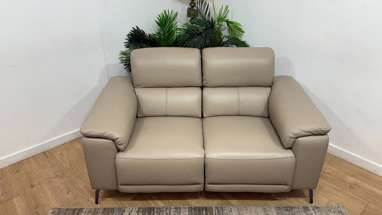 Sofology The Fratelli Leather 2 Seater Power Recliner/Headrest in Trusty Embossed Stone