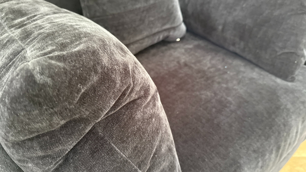 Sofology Calista Fabric Loveseat Full Back in Soft Chenille Ebony