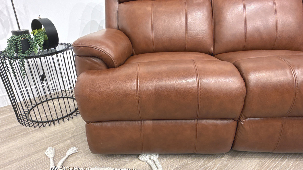 Sofology Gracie Leather 3 Seater Power Recliner/Headrest Heated Seats in Trusty Sheen Butterscotch