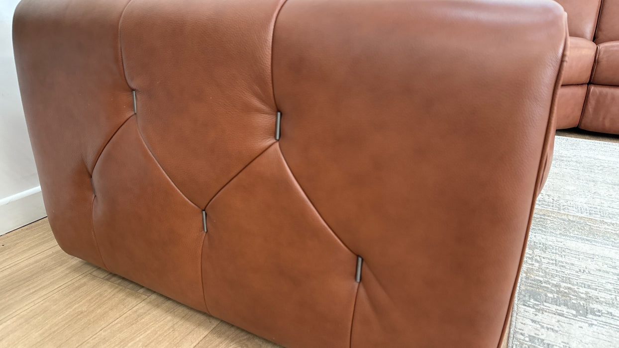 Sofology Kingsbridge Leather 3 Corner 1.5 Power Recliner/Headrest Heated Seat in Trusty Embossed Cognac