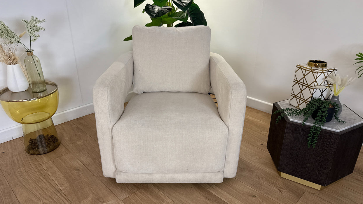 Sofology The Retreat Fabric Swivel Chair in Casual Chenille Ivory