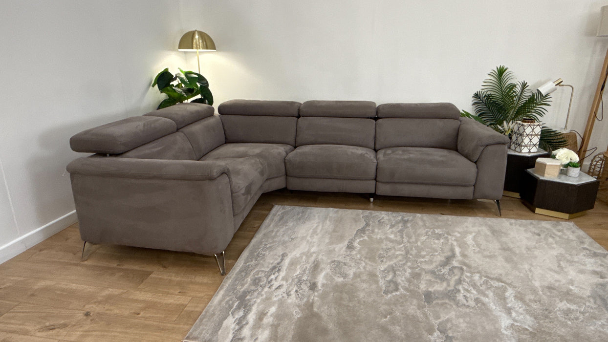 DFS Fabric Left Hand Facing Single Recliner Corner in Pewter