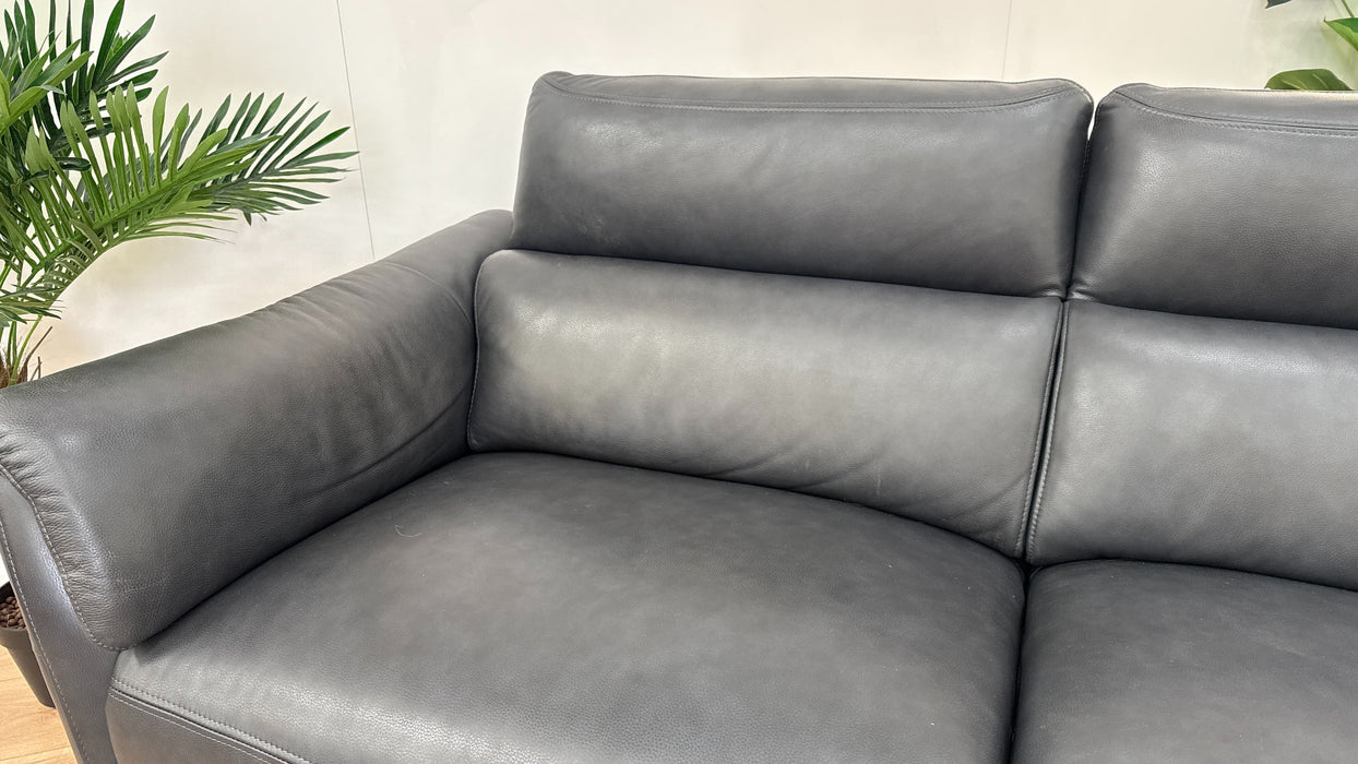 Sofology The Missouri 3 Seater Chaise Sofa in Trusty Sheen Leather Navy