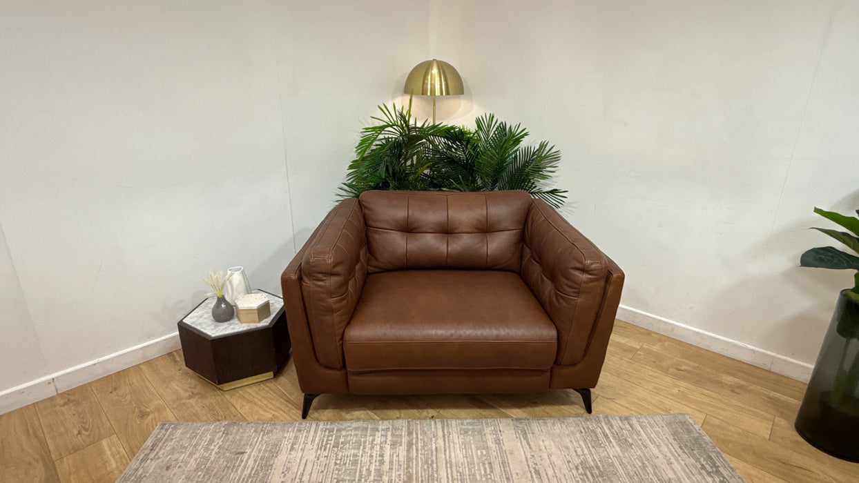 Sofology Muse Leather Loveseat in Relaxed Matt Espresso