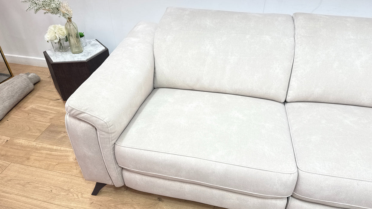 Sofology Ezra Fabric 3 Corner 3 Power Recliner/Headrest Heated Seats in Lifestyle Flecked Ivory