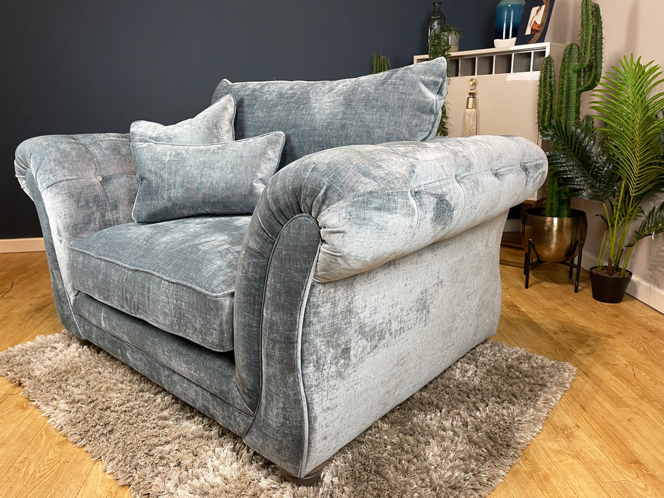 Highgrove Fabric Loveseat - Luxe Chenille Steel Blue - Full Back Extra Flex Seats (WA2)