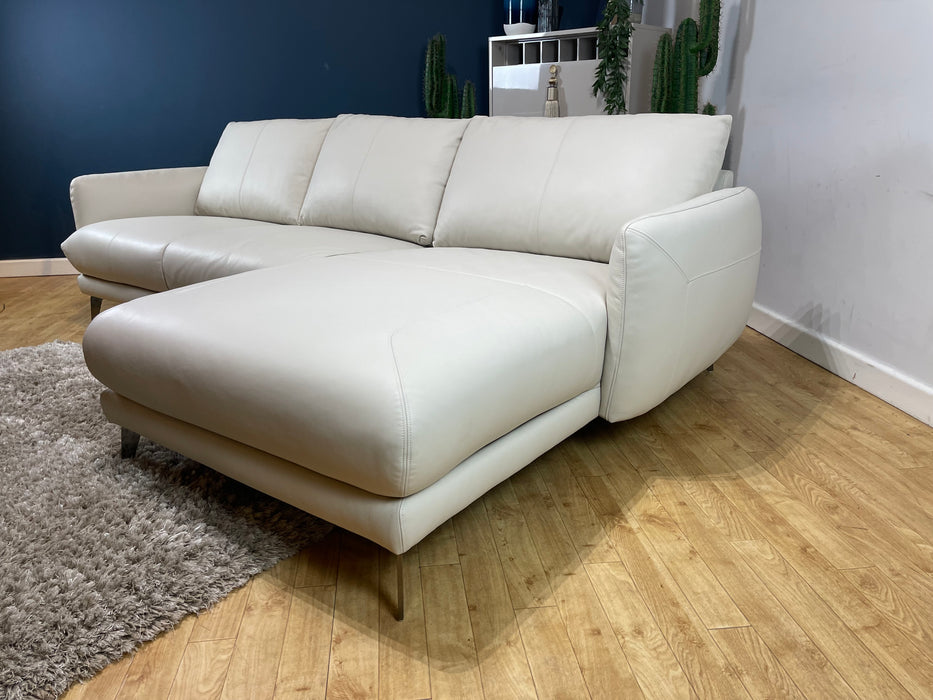 Adler Leather 3 Seater Chaise - Matt Leather Bone (WA2)