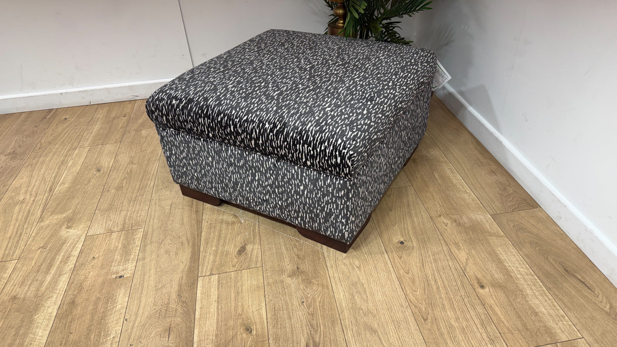 Sofology Valentina Fabric Square Designer Footstool in Design Fabric Slate