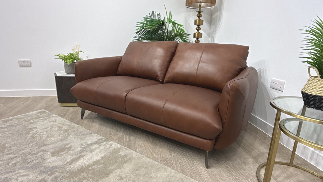 Sofology Adler Leather 2 Seater in Relaxed Soft Brown