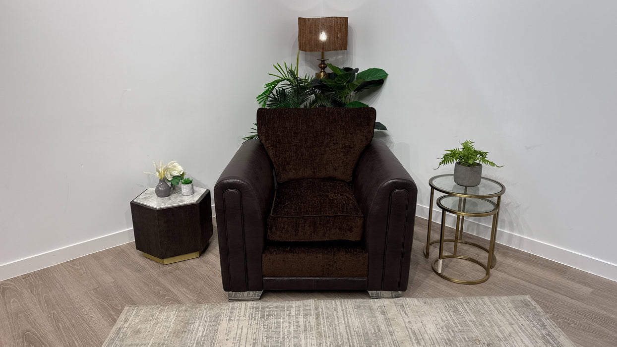 DFS Ollie Armchair Rhombus in Chocolate And Brown