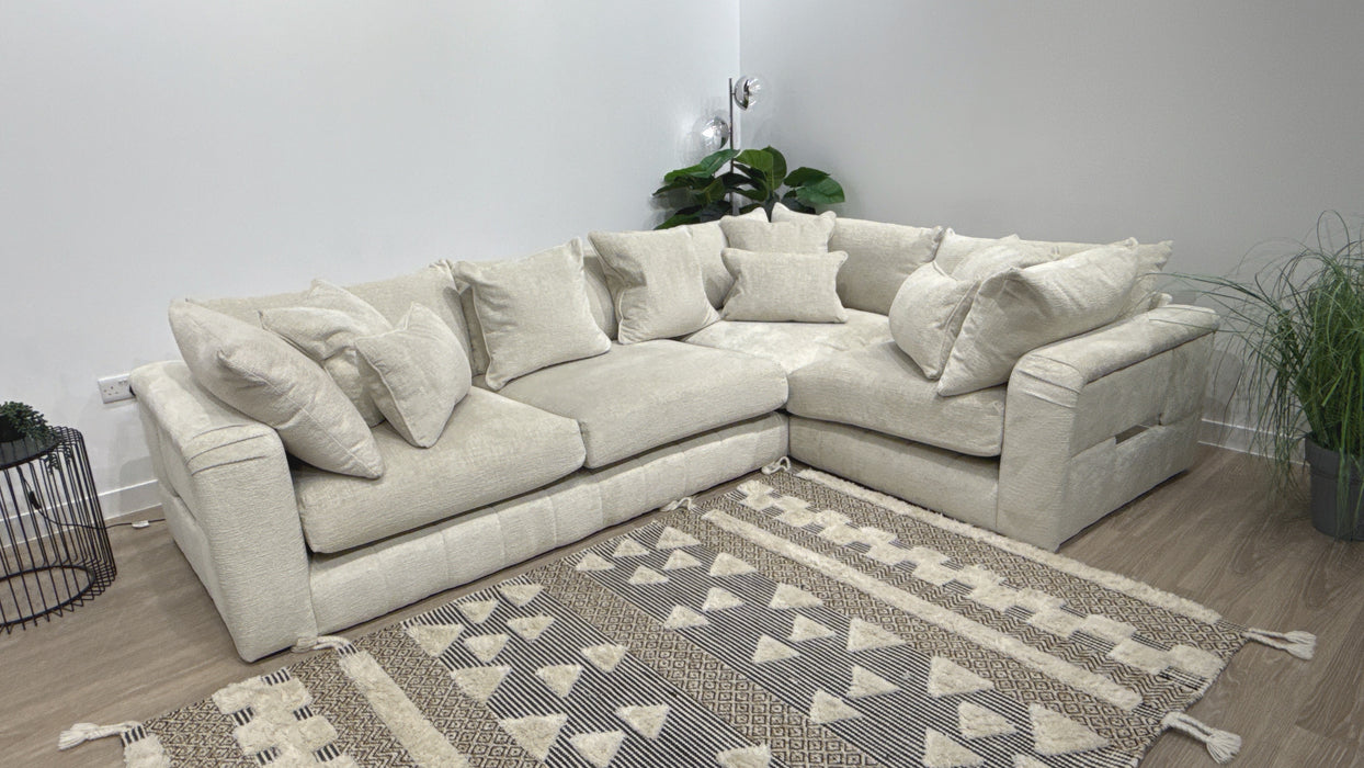 Sofology Westwood 3 Corner 1  Fabric Sofa in Teddy Chenille Mist All Over
