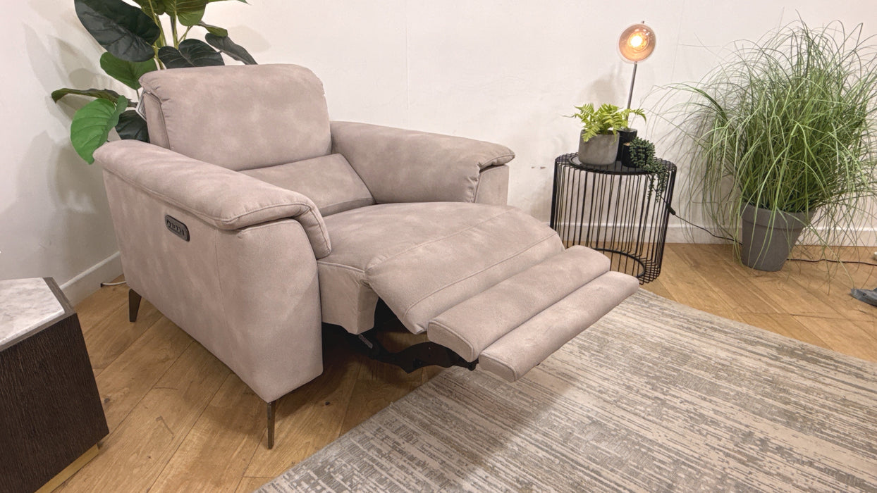 Sofology Illinois Fabric Chair Power Recliner/Headrest in Lifestyle Mottled Marble