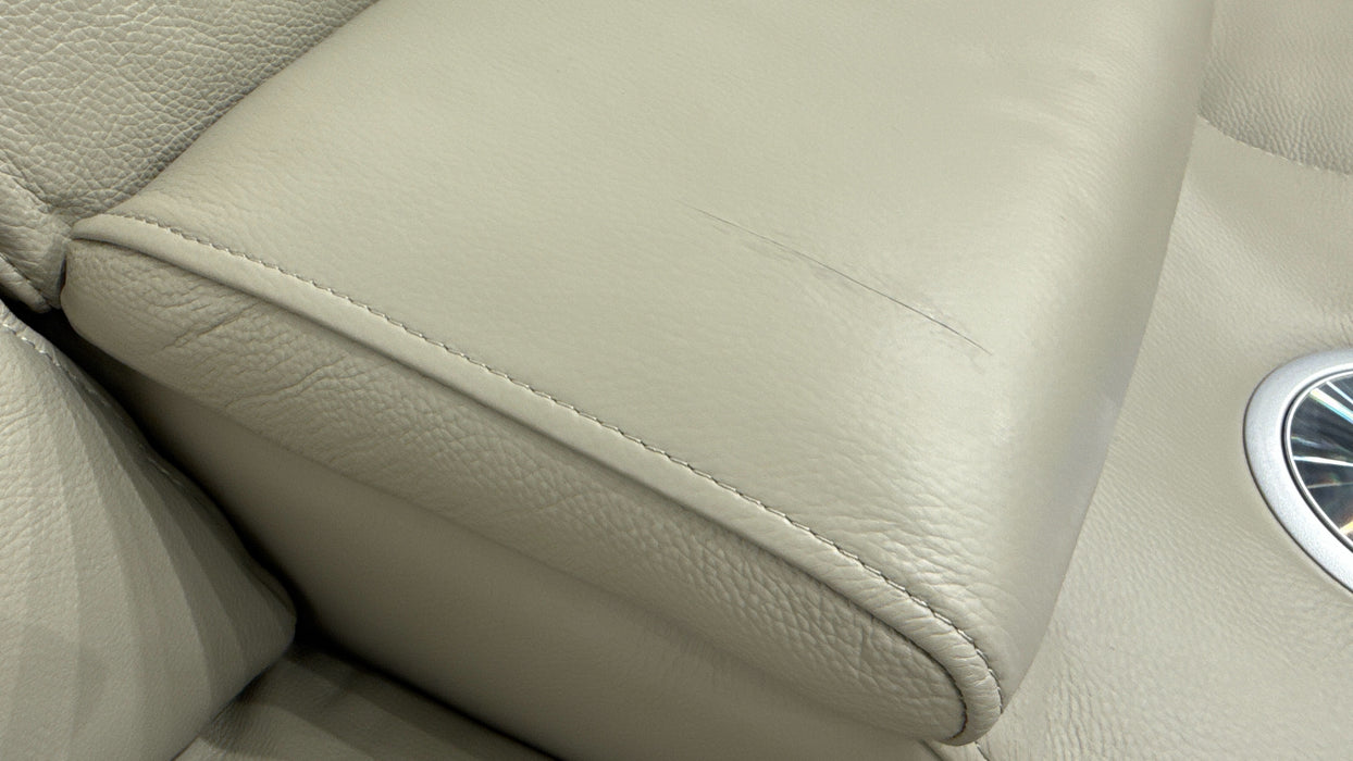 Sofology Allure Leather 3 Seater Power Recliner/Headrest Heated Seats Lumbar Support Speakers in Trusty Embossed Light Grey