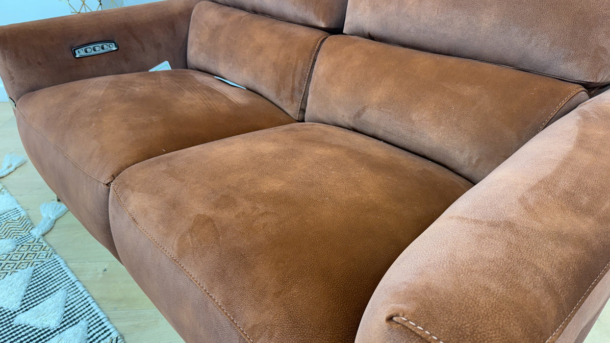 Sofology Arlington Fabric 2 Seater Power Recliner/Headrest Lumbar Support in Lifestyle Mottled Rust