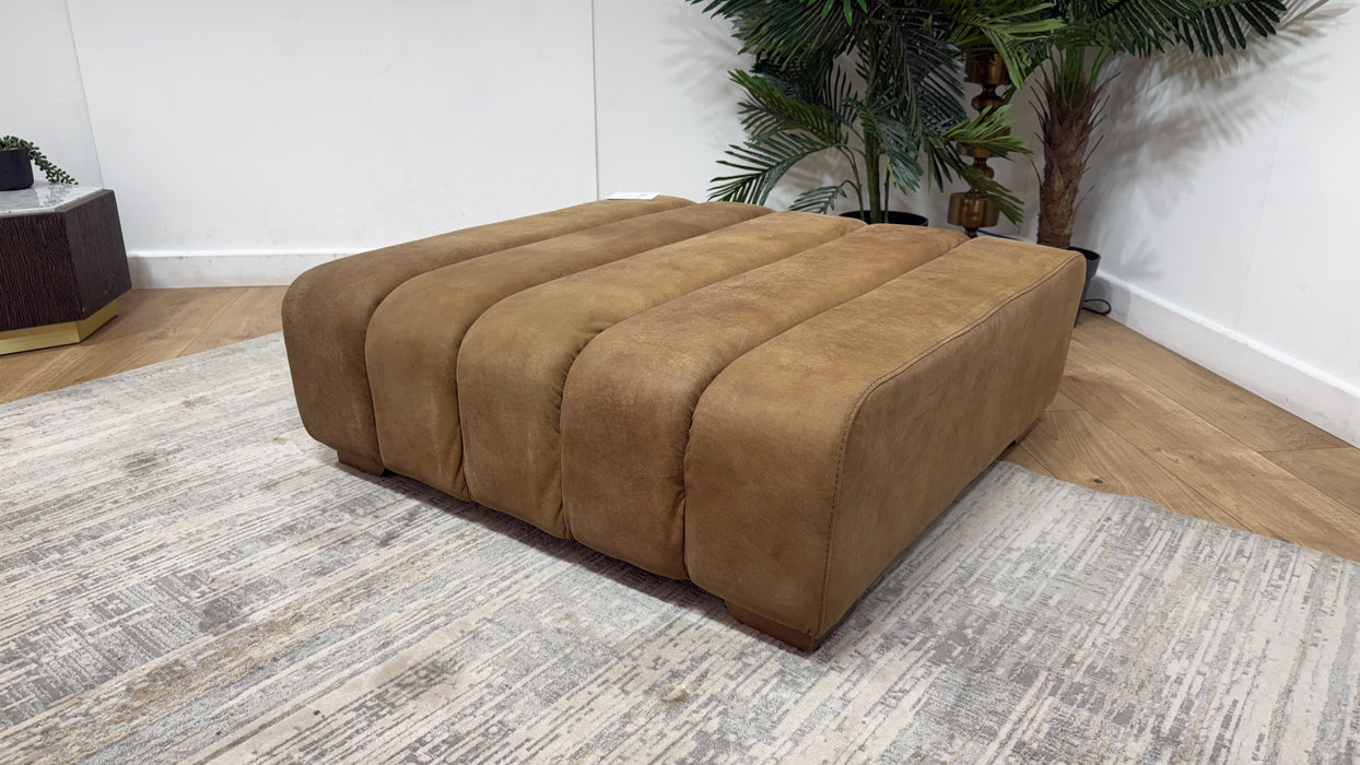 Sofology Downtown Leather Designer Footstool in Character Tan