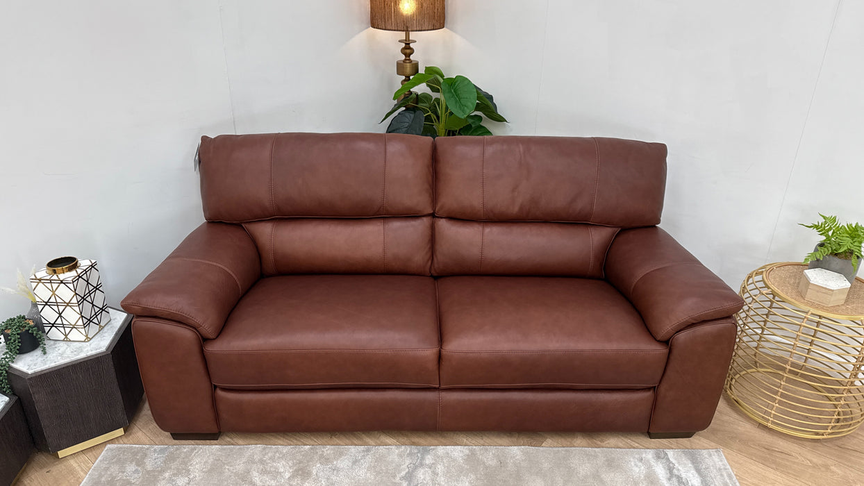 Sofology Santina Leather 3 Seater in Relaxed Soft Brown