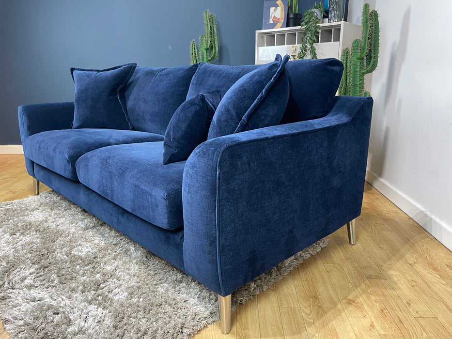 Mayfair 3 Seater Soft Chenille Navy All Over Fabric (WA2)