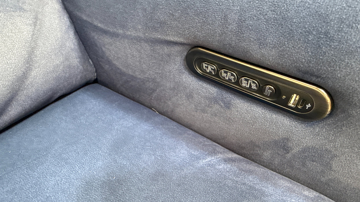 Sofology Ravello Fabric 2.5 Seater Console Power Recliner/Headrest Lumbar Support in Lifestyle Flecked Navy
