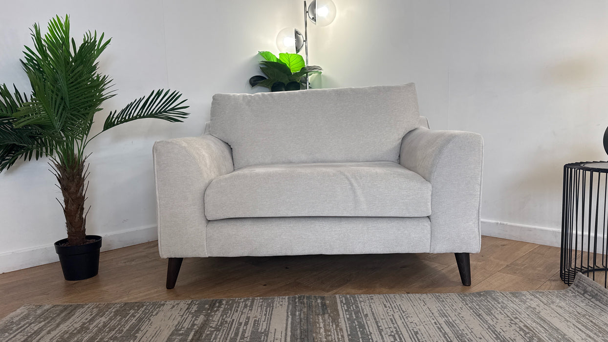 Sofology Mayfair Fabric Loveseat Foam Seats in Linen Look Chenille Mist/Pearl