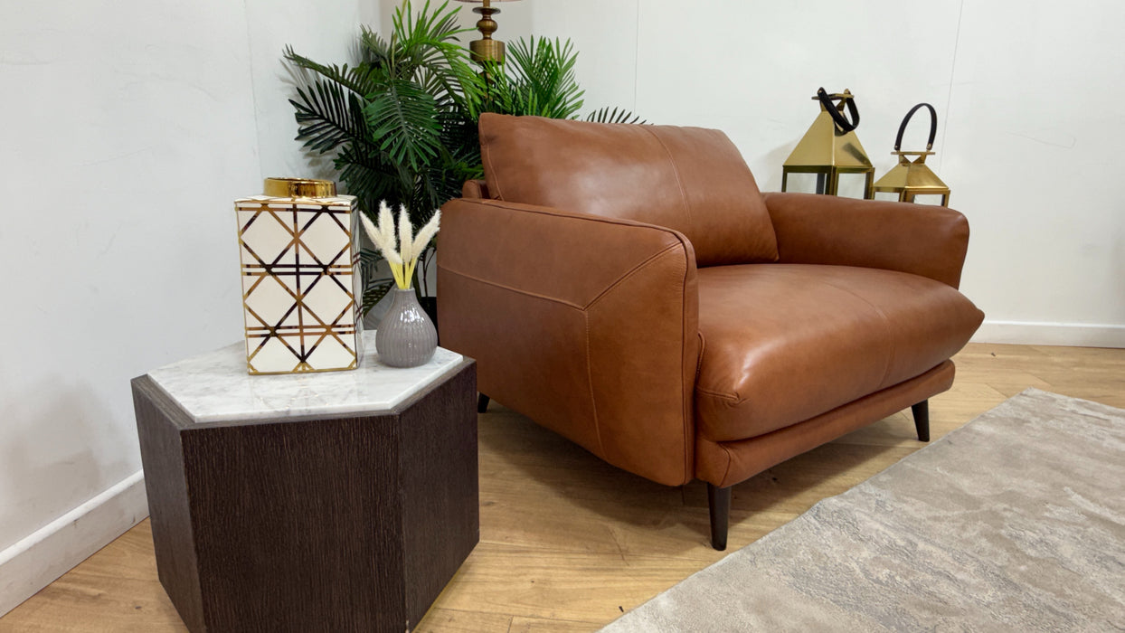 Sofology Adler Leather Loveseat in Relaxed Soft Tan