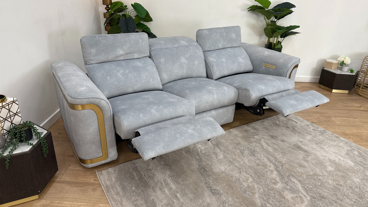 Sofology Plaza Fabric 3 Seater Power Recliner/Headrest in Lifestyle Flecked Silver