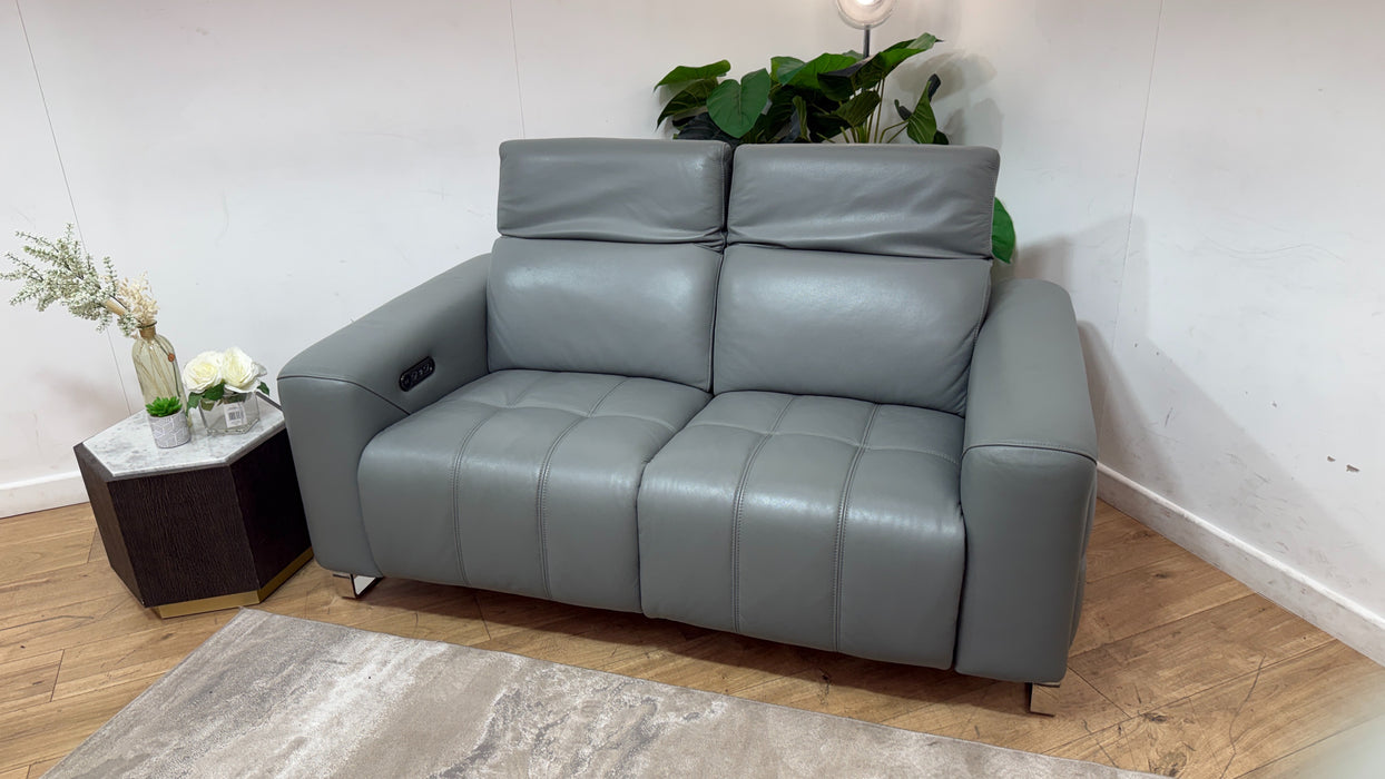 Sofology Marvella Leather 2 Seater Power Recliner in Trusty Sheen Granite Teal