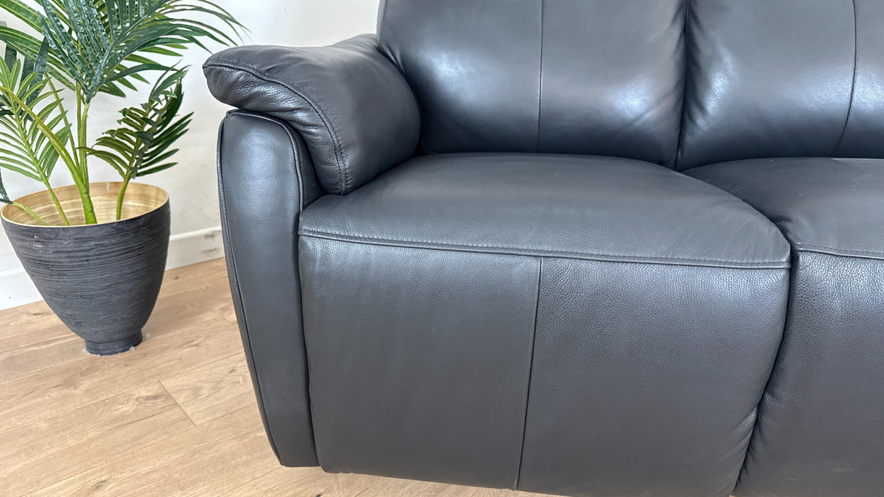 Parker 3 Seater - Leather Power Reclining Sofa - Jet Black