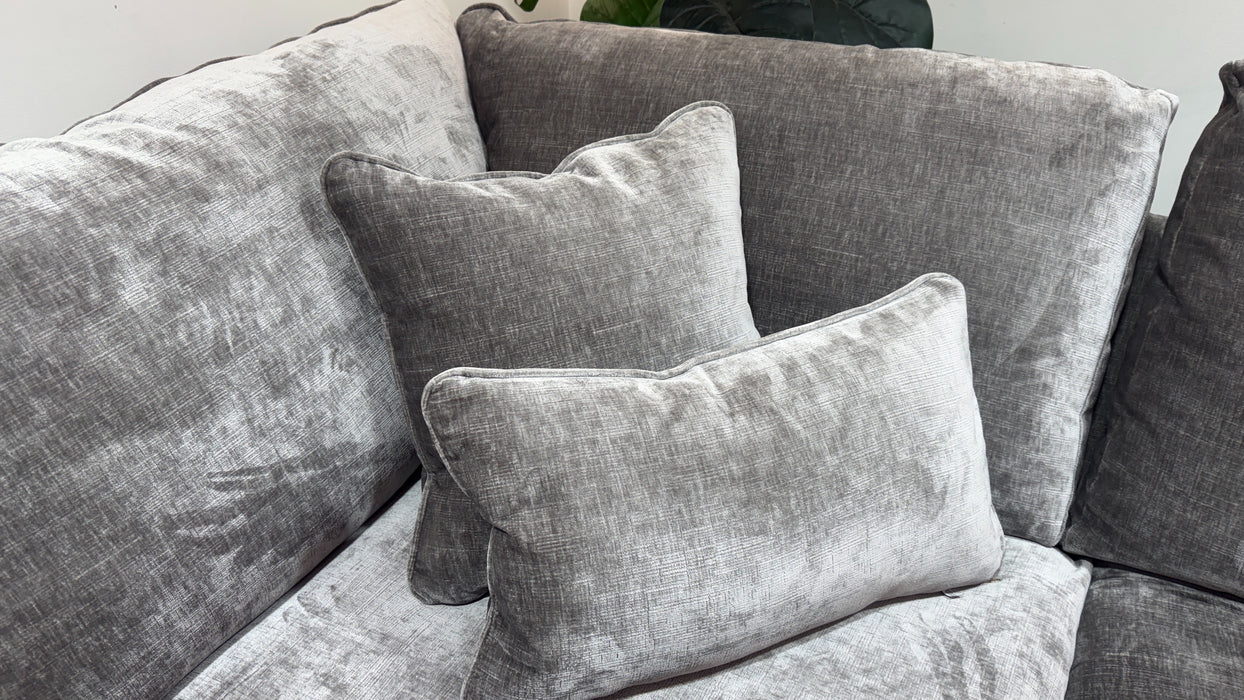 Sofology Georgio Fabric 1 Corner 3 Feather Flex Seats in Luxe Chenille Pewter