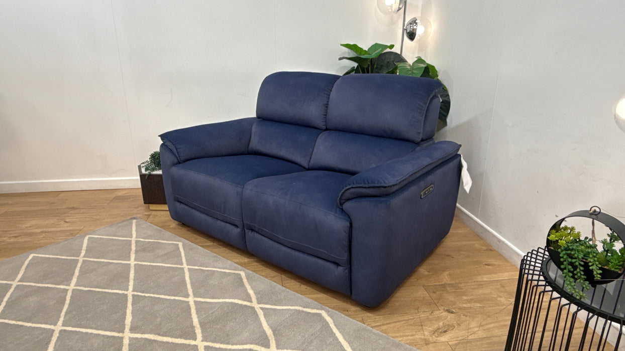 Sofology Hugo Fabric 2 Seater Power Recliner/Headrest in Lifestyle Flecked Navy