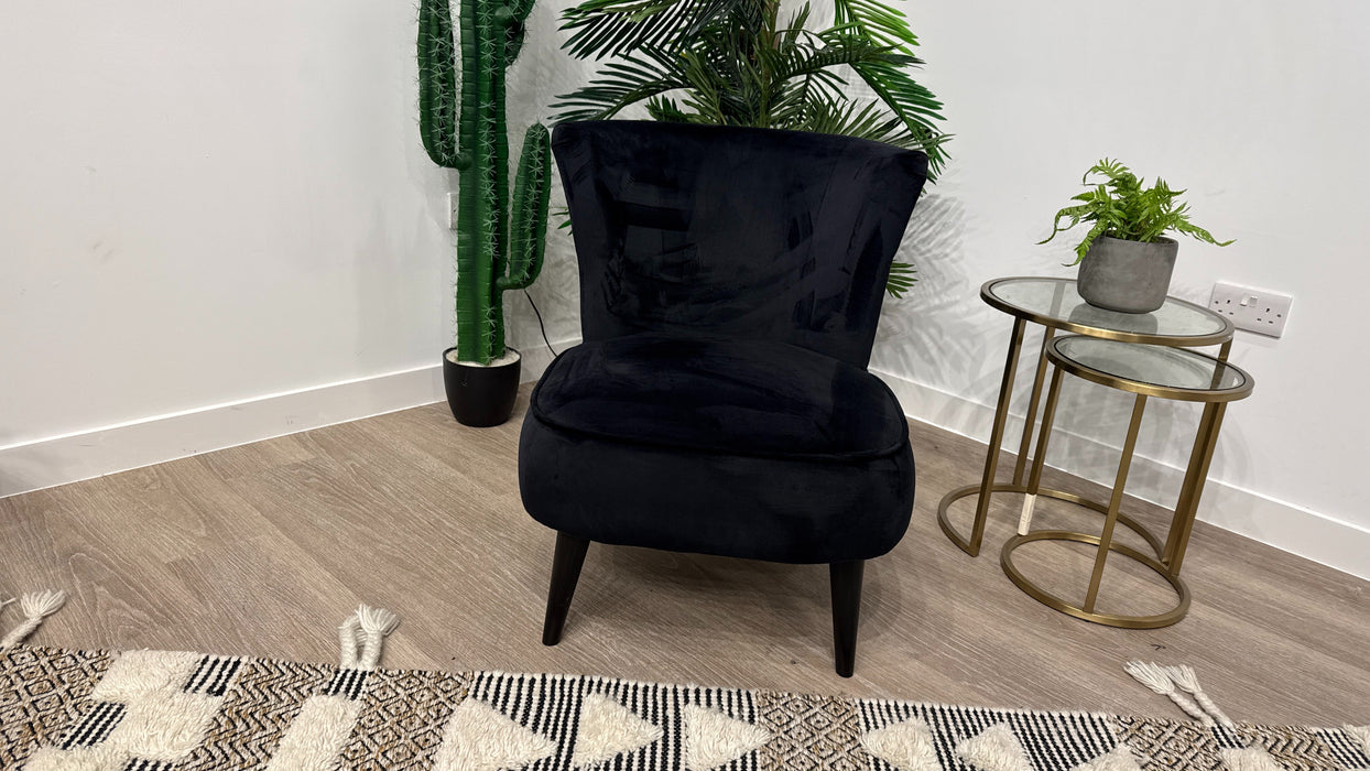 DFS Slipper Fabric Accent Chair in Sensual Velvet Black