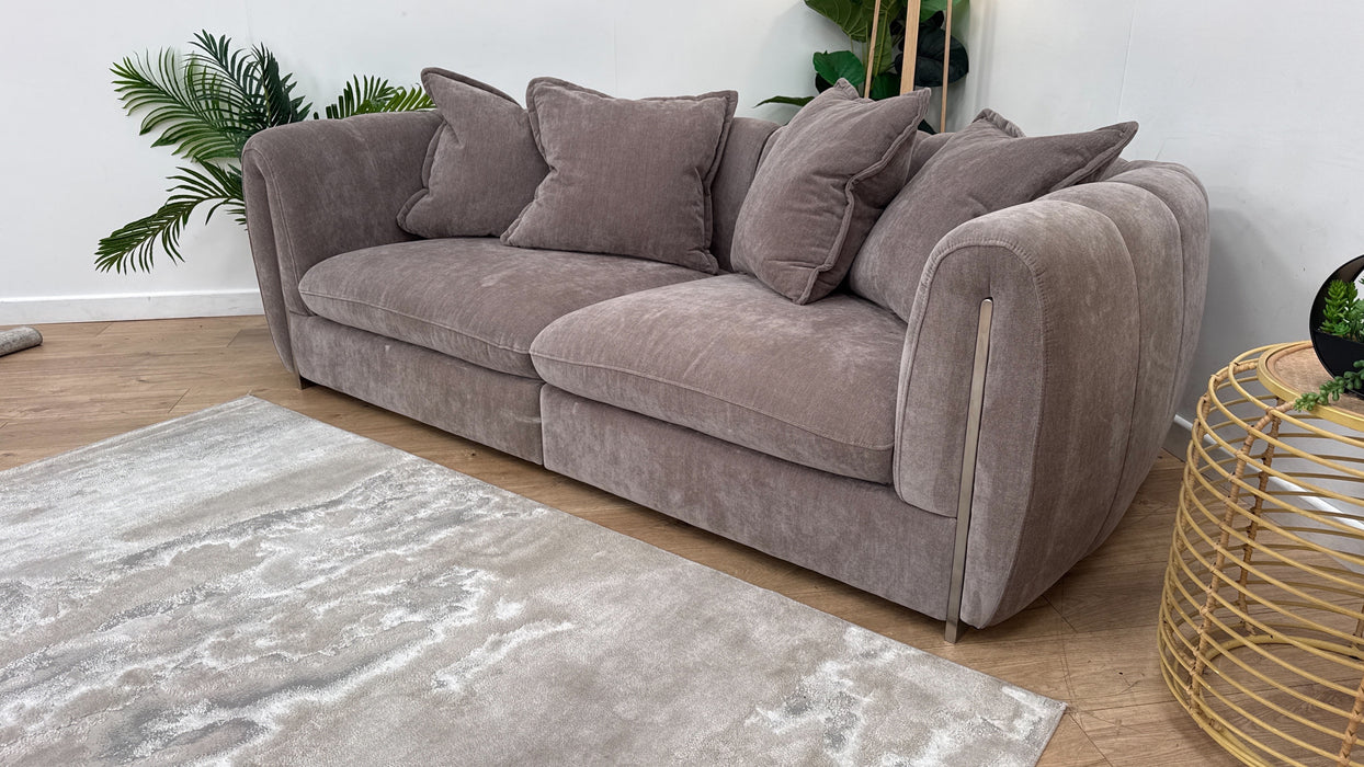 Sofology The Empress Fabric 3 Seater Pillow Back in Relaxed Chenille Nutmeg