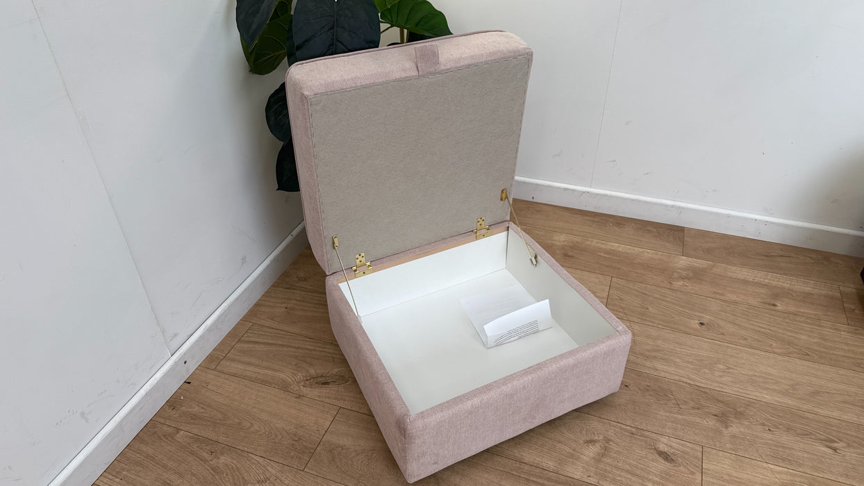 DFS The Saxton Fabric Footstool in Plaza Old Rose