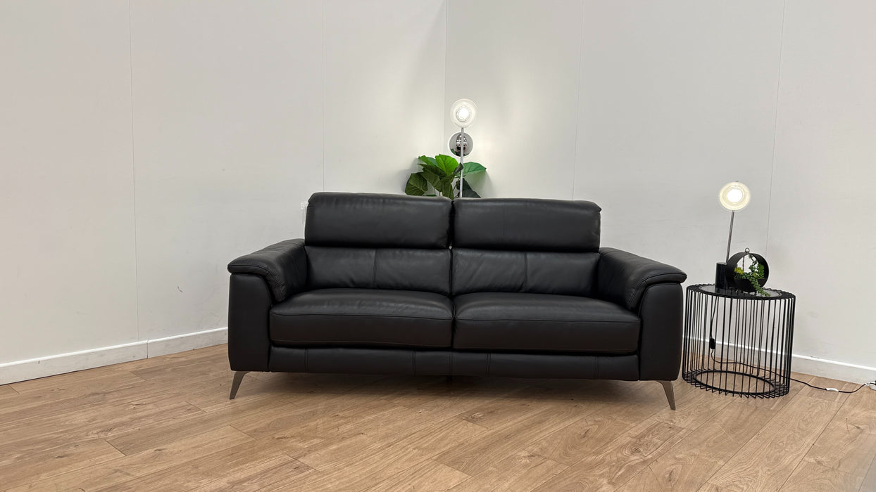 Sofology The Illinois Leather 3 Seater in Le Mans Black