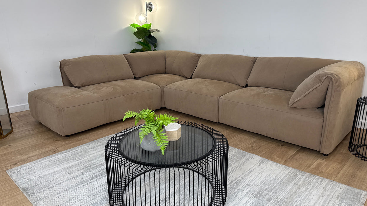 Tessuto 3 Corner 1 Chaise Sofa in Lifestyle Nubuck-Feel Fabric Camel