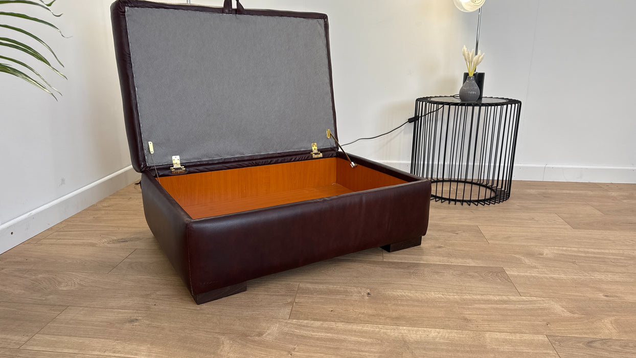 Mazzini Storage Footstool - Leather - Dakota Mid Brown