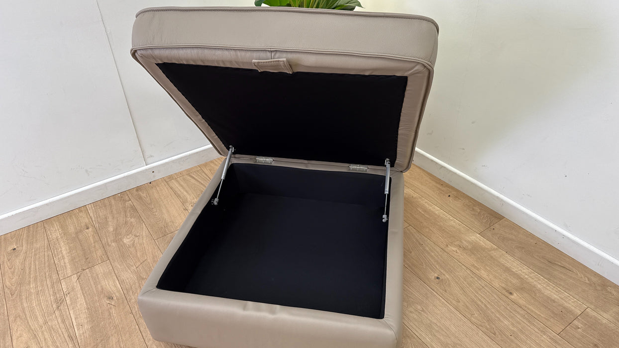 Sofology Horizon Designer Storage Leather Footstool In Trusty Embossed Leather Stone