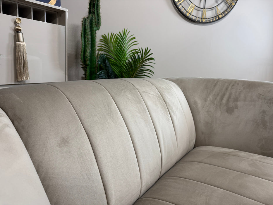 The Fitzrovia Fabric Loveseat - Matt Velvet Stone - Dark Wood Trim (WA2)