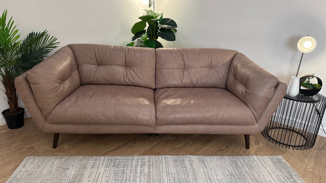 Sofology Hygge Leather 4 Seater Split in Relaxed Soft Stone