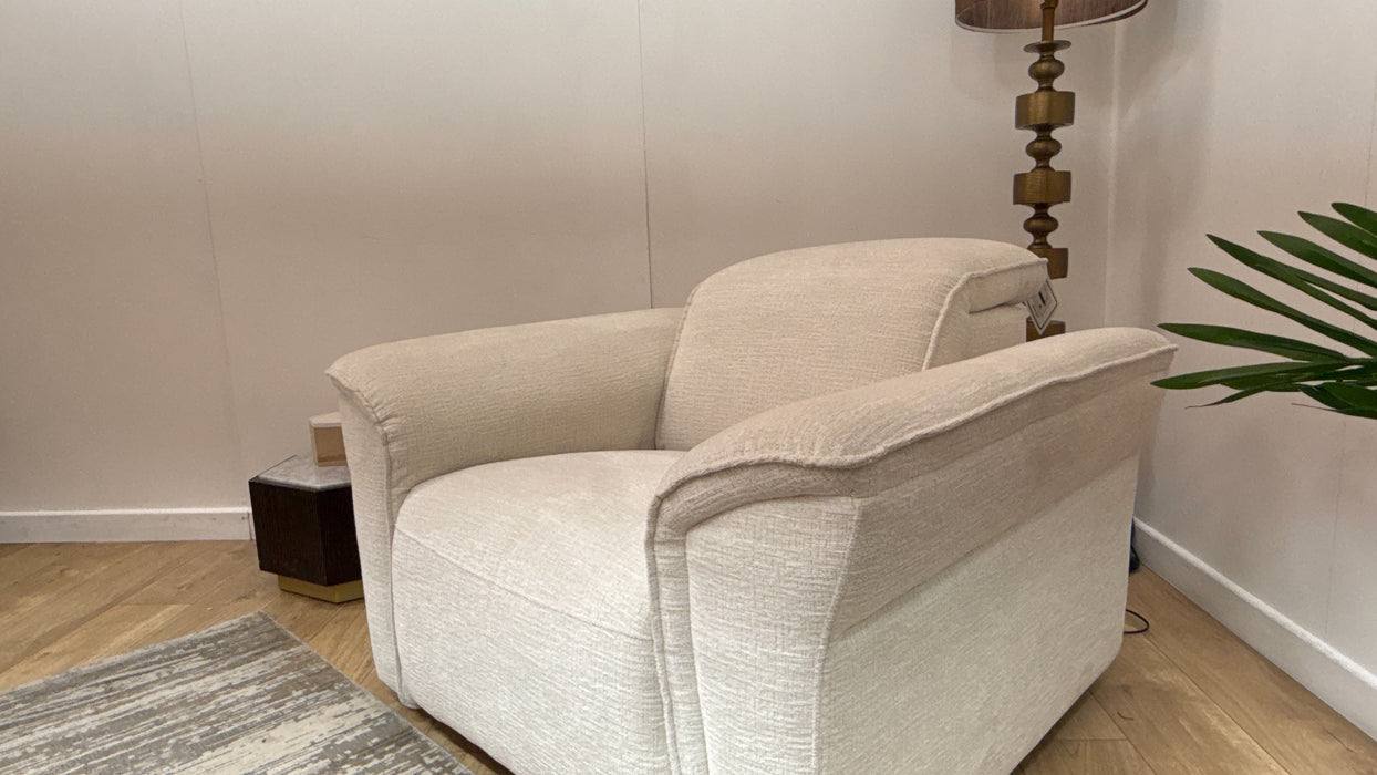 Sofology Pitt Chair Power Recliner/Headrest in Kansas Ivory