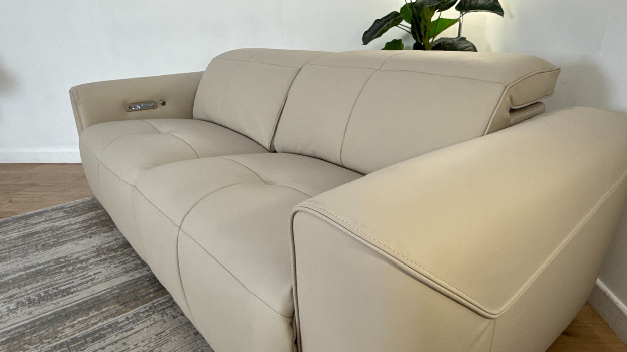 Sofology The Riviera Leather 2.5 Seater Power Recliner/Headrest Heated Seat in Trusty Super Matt Stone